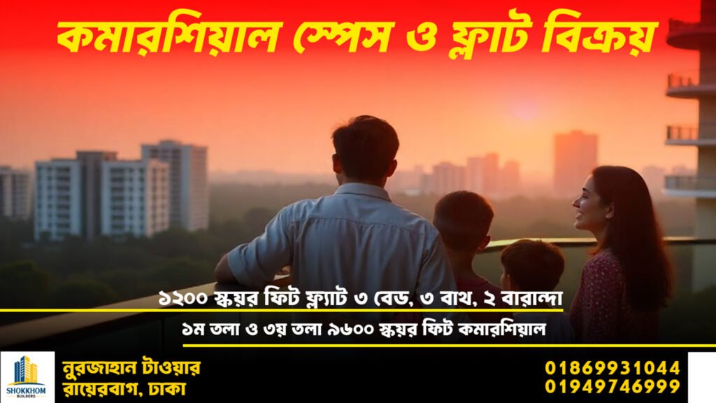 🔥 খুঁজছেন প্রাইম লোকেশনে কমার্শিয়াল স্পেস অথবা আপনার স্বপ্নের ফ্ল্যাট? আপনার সফলতা শুরু হোক নুরজাহান টাওয়ার থেকে! রায়েরবাগ বাসস্ট্যান্ড থেকে মাত্র ১ মিনিট দূরে — সামনে ইসলামিয়া হাসপাতাল 🏥, পাশে মীনা বাজার 🛍️, আরও রয়েছে কদমতলী থানা ও শ্যামপুর সাব-রেজিস্ট্রি অফিস। ১ম তলায় সক্ষম কমিউনিটি সেন্টার, ২য় তলায় IFIC ব্যাংক, আর সামনে ৩০ ফিট প্রশস্ত রাস্তা — এক কথায়, সুবিধার রাজ্য! 🔶 বাণিজ্যিক স্পেস: 📍১ম তলা — ৪৮০০ স্কয়ার ফিট (৳৮,০০০ প্রতি স্কয়ার ফিট) 📍৩য় তলা — ৪৮০০ স্কয়ার ফিট (৳৭,০০০ প্রতি স্কয়ার ফিট) 👉 আপনার ব্যবসার জন্য নিখুঁত লোকেশন, হাই ভিজিবিলিটি ও এক্সেসিবিলিটি! 🔷 ফ্ল্যাট বিক্রয়: 📍৪র্থ তলা — ১২০০ স্কয়ার ফিট (৳৫,০০০ প্রতি স্কয়ার ফিট) 📍উপরের তলা — প্রতি স্কয়ার ফিট মাত্র ৳৪,৫০০ 👉 আধুনিক জীবনযাপন, নিরাপদ পরিবেশ, পরিবার-বান্ধব কমিউনিটি। ✅ নিরাপত্তা, সুবিধা ও কানেক্টিভিটির পারফেক্ট কম্বিনেশন! 📞 আজই যোগাযোগ করুন: 01949746999 / 0186993104 #বাণিজ্যিক_স্পেস #ফ্ল্যাটবিক্রয় #নুরজাহান_টাওয়ার #রায়েরবাগ #ঢাকাবাড়ি #ব্যবসারসুযোগ #আবাসনসমাধান #RealEstateDhaka #DreamHomeBD #FlatForSale #CommercialSpaceBD #PropertyInvestment নুরজাহান টাওয়ার, রায়েরবাগ ফ্ল্যাট, ঢাকায় ফ্ল্যাট বিক্রয়, কমার্শিয়াল স্পেস ঢাকা, ফ্ল্যাট ফর সেল ঢাকা, রিয়েল এস্টেট বাংলাদেশ, ফ্ল্যাট ইনভেস্টমেন্ট, ঢাকায় বাড়ি, business space dhaka, property sale bangladesh